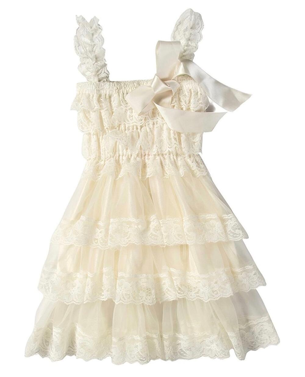 Posh Peanut Antique Lace Tiered Maxi Dress Girls 4T Flower Girl